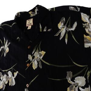 Tommy Bahama Silk Vintage Floral Hawaiian Blue Button Up Camp Shirt Mens Large